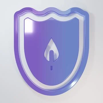 Purple-blue Shield with leaf icon isolated on grey background. Eco-friendly.. Stock Illustration