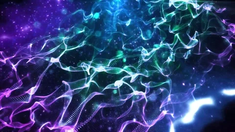 Purple Blue Sky Waves Floating Particles Motion Background Stock Footage 276387213