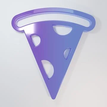 Purple-blue Slice of pizza icon isolated on grey background. Fast food menu.. Stock Illustration
