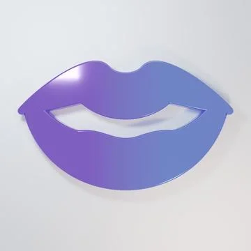 Purple-blue Smiling lips icon isolated on grey background. Smile symbol. Mi.. Stock Illustration