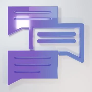 Purple-blue Speech bubble chat icon isolated on grey background. Message ic.. Stock Illustration