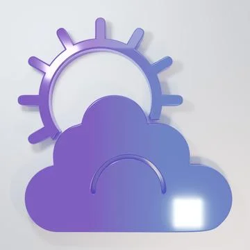 Purple-blue Sun and cloud weather icon isolated on grey background. Minimal.. Stock Illustration