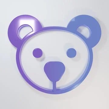 Purple-blue Teddy bear plush toy icon isolated on grey background. Minimali.. Stock Illustration
