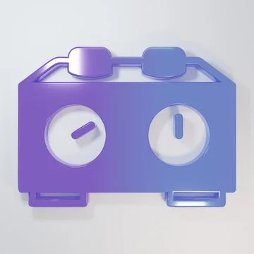 Purple-blue Time chess clock icon isolated on grey background. Sport equipm.. Illustrazione stock
