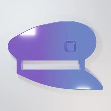 Purple-blue Train driver hat icon isolated on grey background. Minimalism c.. Illustrazione stock