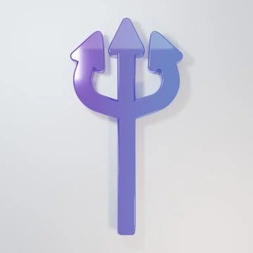 Purple-blue Trident devil icon isolated on grey background. Happy Halloween.. Stock Illustration