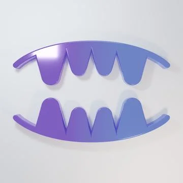 Purple-blue Vampire teeth icon isolated on grey background. Happy Halloween.. Stock Illustration