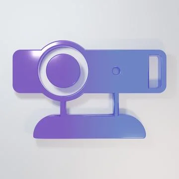 Purple-blue Web camera icon isolated on grey background. Chat camera. Webca.. Illustrazione stock