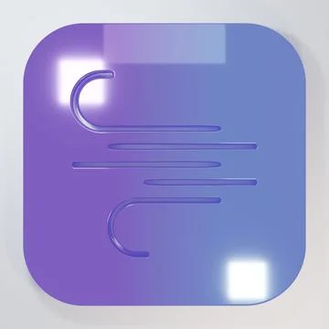 Purple-blue Wind icon isolated on grey background. Windy weather. Minimalis.. Stock Illustration