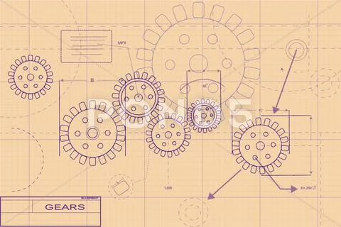 Purple blueprint layout illustration Stock Illustration