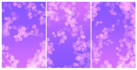 Purple Bokeh Light Panel Triptych Background Stock Illustration