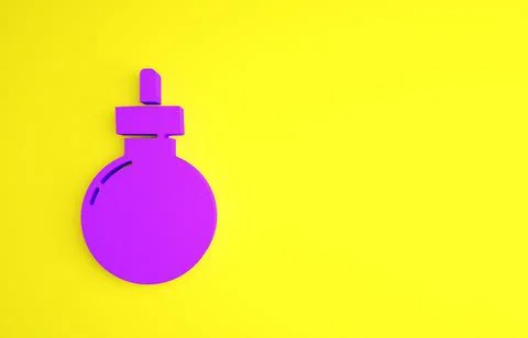 Purple Bomb ready to explode icon isolated on yellow background. Happy Hallow 库存插图