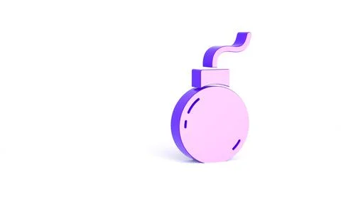 Purple Bomb ready to explode icon isolated on white background. Minimalism co Stock Illustration