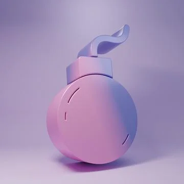 Purple Bomb ready to explode icon isolated on purple background. Minimalism.. 库存插图