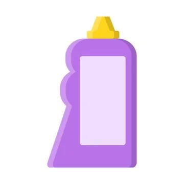 Purple bottle with liquid cleaner in flat style on white, stock vector illust Ilustração Stock