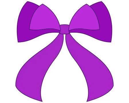 Purple bow vector full-color illustration. Ribbon tied in a bow. Ilustração Stock
