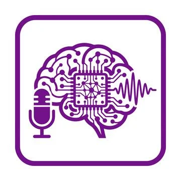 Purple brain voice wave icon for artificial intelligence audio signal proce.. イラスト素材