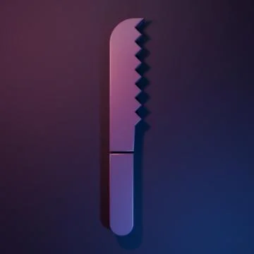 Purple Bread knife icon isolated on purple-blue background. Cutlery symbol... Stock Illustration