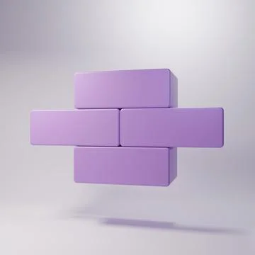 Purple Bricks icon isolated on grey background. Minimalism concept. 3D rend.. Ilustración de archivo
