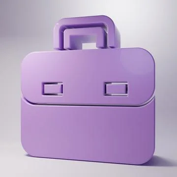 Purple Briefcase icon isolated on grey background. Business case sign. Busi.. Stock Illustration