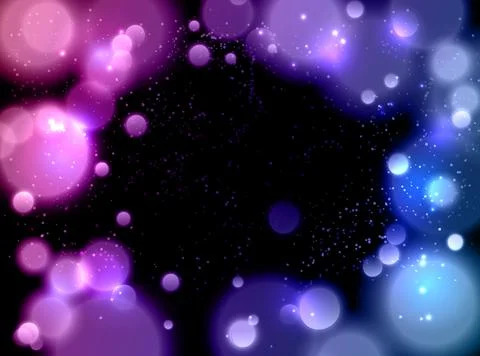 Purple bright light effect with particles and glitters, blur flares, glowing Stock Illustration