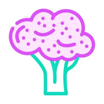 Purple broccoli color icon vector illustration Stock Illustration