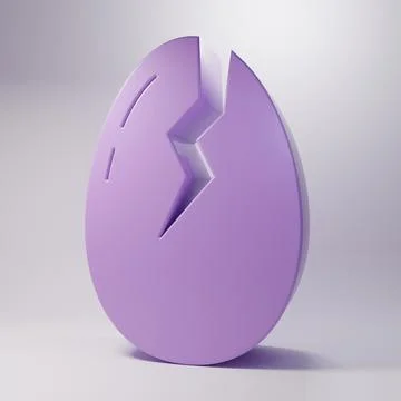 Purple Broken egg icon isolated on grey background. Happy Easter. Minimalis.. Stockillustratie