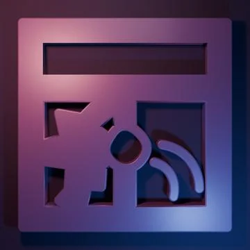 Purple Broken window icon isolated on purple-blue background. Damaged windo.. Ilustración de archivo