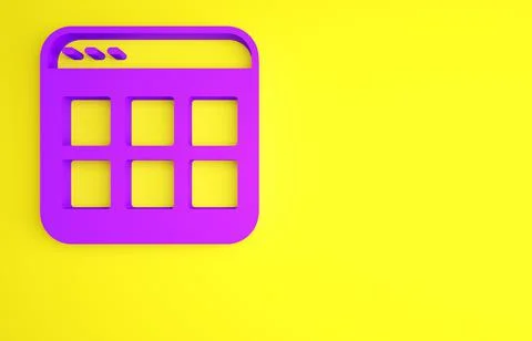 Purple Browser files icon isolated on yellow background. Minimalism concept.  Stock Illustration
