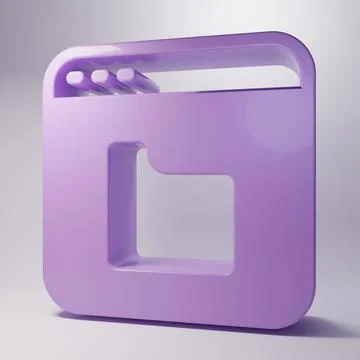 Purple Browser files icon isolated on grey background. Minimalism concept. .. Stock Illustration