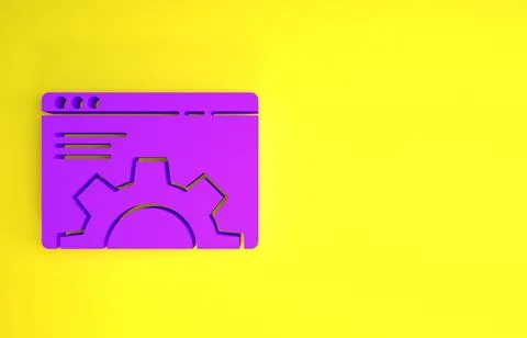 Purple Browser setting icon isolated on yellow background. Adjusting, service Stock Illustration