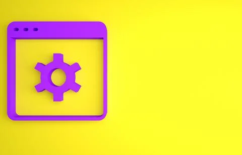 Purple Browser setting icon isolated on yellow background. Adjusting, service 스톡 일러스트