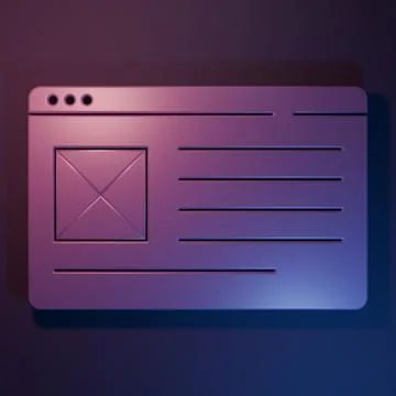 Purple Browser window icon isolated on purple-blue background. Minimalism c.. Ilustración de archivo