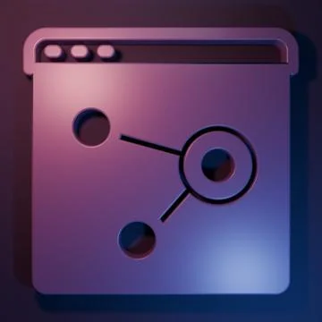 Purple Browser window icon isolated on purple-blue background. Minimalism c.. Illustrazione stock