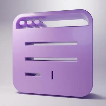 Purple Browser window icon isolated on grey background. Minimalism concept... Stock Illustration