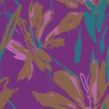 Purple Brushstroke Floral seamless pattern design 스톡 일러스트