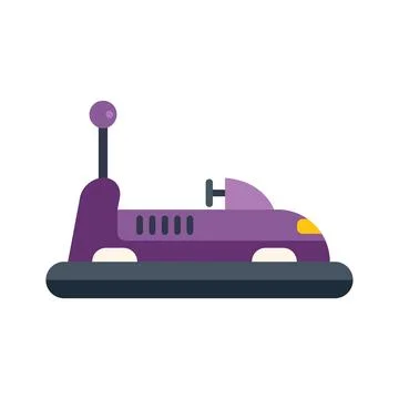 Purple bumper car hovering over ground at amusement park Ilustração Stock