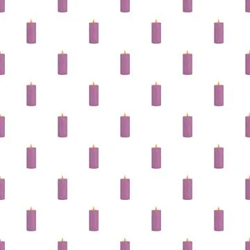 Purple burning candles seamless pattern background Stock Illustration