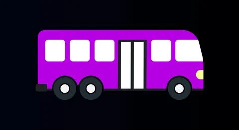 Purple bus with multiple axles and public transport shuttle bus charter bus 스톡 일러스트