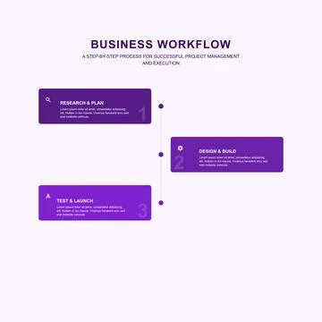 Purple Business Workflow Process Infographic Stock Illustration