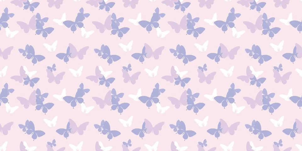Purple butterflies, seamless repeat pattern background Stockillustratie