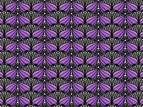 Purple butterfly geometric seamless pattern. Stock Illustration