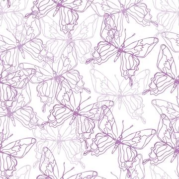 Purple butterfly gradient patterns on a white background - great for wallpapers Ilustração Stock