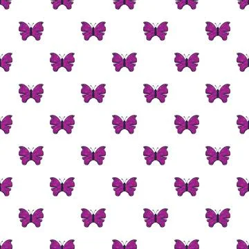 Purple butterfly seamless pattern on white background Stock Illustration