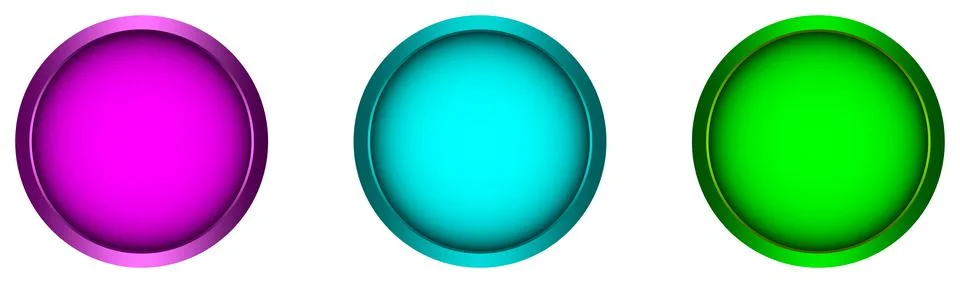 Purple button, Cyan button, Green button vector set on white isolated back. Stock Illustration