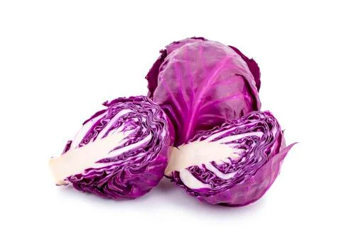 Purple cabbage isolated on white background Stock Photos