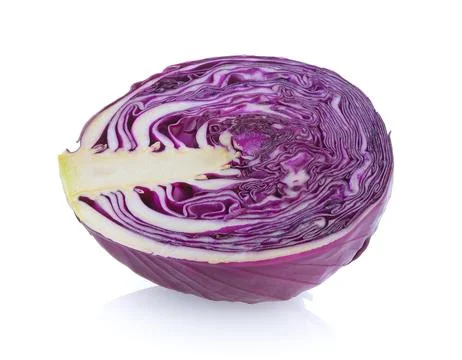 Purple cabbage slice on white background Stock Photos