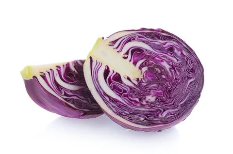 Purple cabbage slice on white background Stock Photos