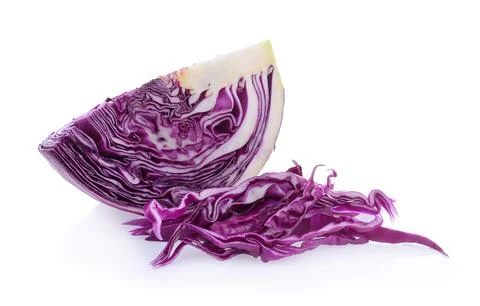 Purple cabbage slice on white background Stock Photos