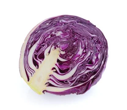 Purple cabbage slice on white background Stock Photos